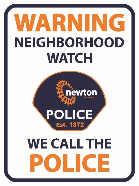 Neighborhood watch sign that says, Warning Neighborhood Watch, We call the police